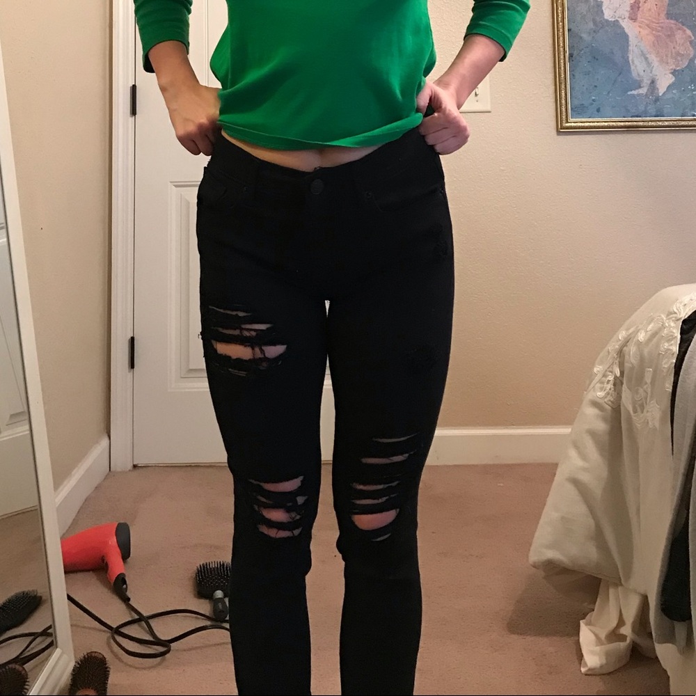 Express mid rise legging black ripped jeans
